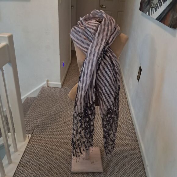 Emporio Armani women's scarf striped printed silk long oversized wrap designer - Picture 1 of 7